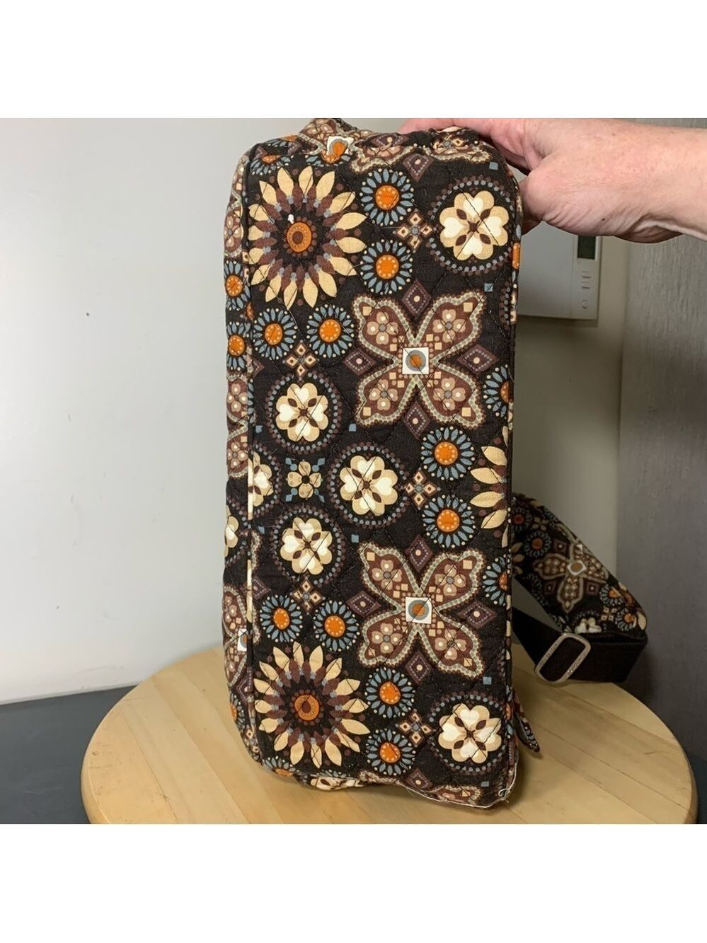 Vera Bradley Crossbody Baby Diaper Messenger Floral Travel Bag Brown Ajust Strap - Picture 5 of 13